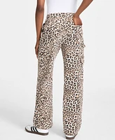 Bar Iii Women's Cheetah Print Cargo Jeans, Exclusively at Macy's
