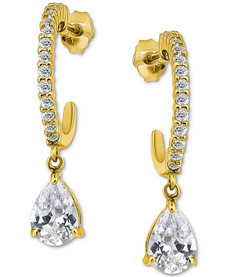 Giani Bernini Cubic Zirconia Pear Hoop Earrings (2-5/8 ct. t.w.) 18k Gold over Sterling Silver
