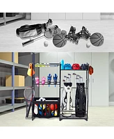 Heavy-Duty Garage Sports Equipment Organizer with Baskets and Hooks