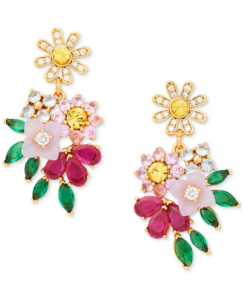 Kate Spade New York Bursting Blooms Gold-Tone Multi-Stone Drop Earrings