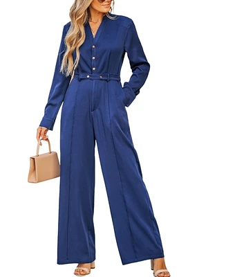 Women's Chic Belted Wide-Leg Jumpsuit