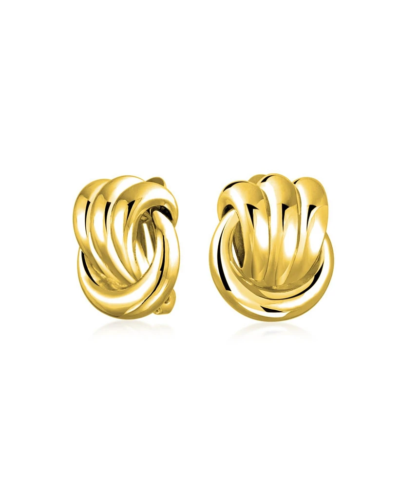 Bling Jewelry Fashion Rope Cable Love Knot Clip-On Earrings for Non-Pierced Ears Silver Gold Tone