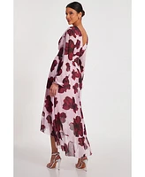Quiz Women's Floral Midi Dip Hem Dress