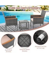 5 Pieces Patio Conversation Set with Soft Cushions and Ottomans-Beige