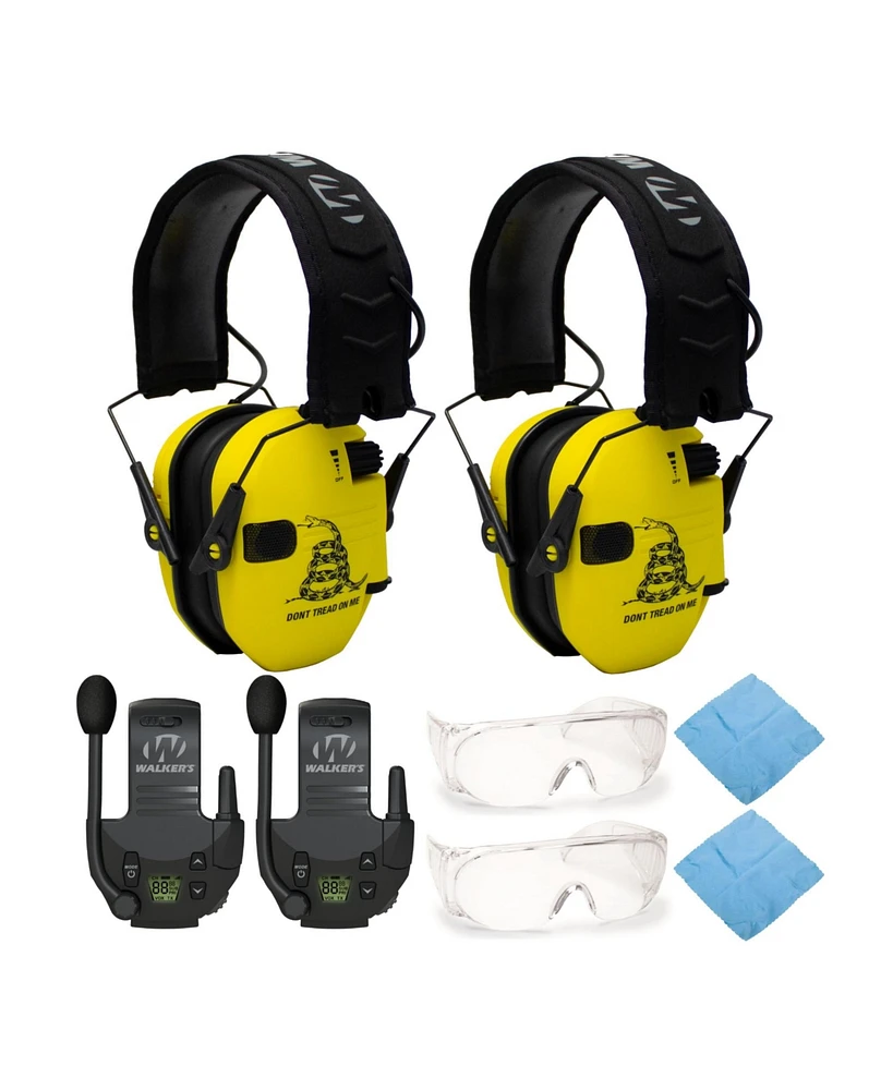 Walkers Razor Muffs (Dtom Yellow, 2-Pack) with Walkie Talkie, and Otg Glasses