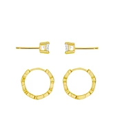 and Now This Cubic Zirconia Stud Hoop Earring Set