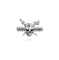 Bling Jewelry Halloween Pirate Skull & Cross Swords Charm Bead Sterling Silver for European Bracelet