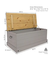 9.5-Inch W Solid Pine Storage Chest - Zinc Alloy Handles and Hinges - 47-Gallon Storage Capacity - Gray