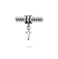 Bling Jewelry Christian Cross Dangle Charm Bead Sterling Silver European Bracelet