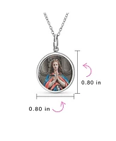 Bling Jewelry Oval Religious Medal Virgin Mary Pendant Necklace in Sterling Silver