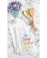 Jelly Bean Queen" Easter Spring Funny Cute Pun Embroidered Cotton Flour Sack Kitchen Dishtowel