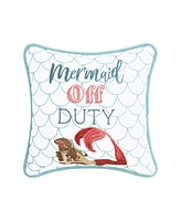 10" x 10" Mermaid Off Duty Embroidered Small Petite Throw Pillow