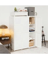 Clothes Foldable Armoire Wardrobe Closet with 12 Cubby Storage for Organized and Space-Saving Wardrobe Solutions