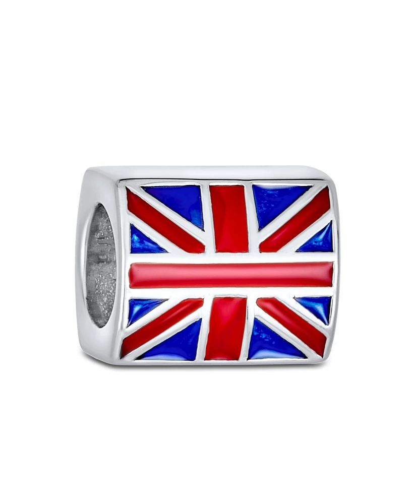 Bling Jewelry Red White Blue Union Jack Charm Bead Sterling Silver for European Bracelet