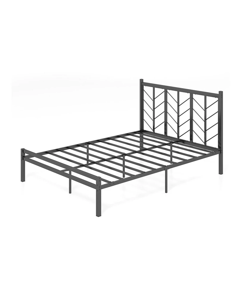 Platform Bed with Headboard and Metal Frame