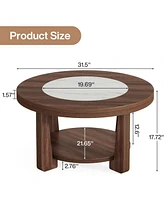 Tribesigns Coffee Table, 2-Tier Round Coffee Table with Heavy-Duty Wood Tabletop for Living Room