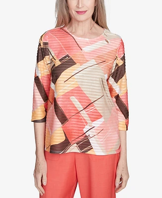 Alfred Dunner Women's Catalina Island Colorful Patchwork Top