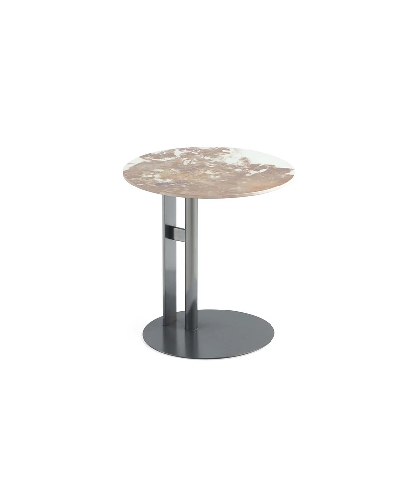 Manhattan Comfort 19.68" Alondra Modern Round Sintered Stone Top End Table