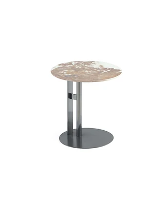 Manhattan Comfort 19.68" Alondra Modern Round Sintered Stone Top End Table