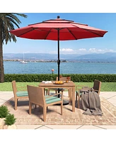 10 Ft Patio Umbrella 3-Tier Outdoor Patio Table Umbrella Large Umbrella Pool Umbrella For Deck, Pool, Garden, Patio-Red