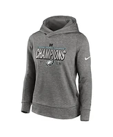 Nike Women's Heather Gray Philadelphia Eagles 2024 Nfc Champions Locker Room Trophy Collection Therma Fleece Pullover Hoodie