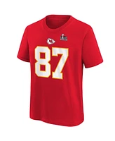 Nike Big Boys and Girls Travis Kelce Red Kansas City Chiefs Super Bowl Lix Player Name Number T-Shirt