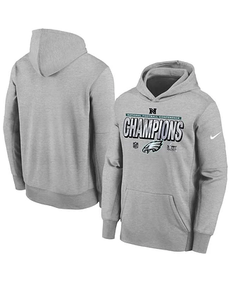 Nike Big Boys and Girls Heather Gray Philadelphia Eagles 2024 Nfc Champions Locker Room Trophy Collection Fleece Pullover Hoodie