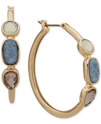 Anne Klein Gold-Tone Multi-Stone Hoop Earrings