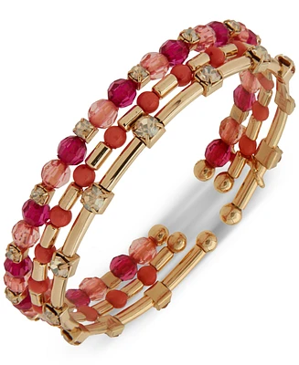 Anne Klein 3-Pc. Gold-Tone Multi-Stone Coil Bracelet