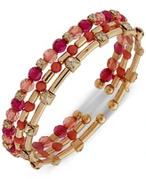 Anne Klein 3-Pc. Gold-Tone Multi-Stone Coil Bracelet