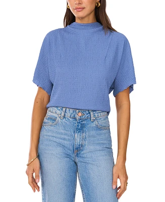 Vince Camuto Women's Textured High Neck Wide Sleeve Top