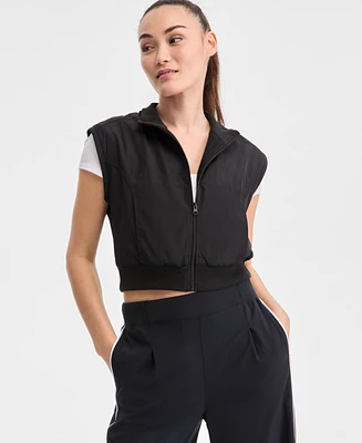 Id Ideology Women's Woven Piped Cropped Vest, Exclusively at Macy's