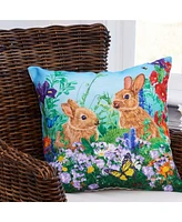 Bunny Garden Paradise Throw Pillow