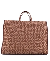 Pre-Owned Telfar Large Shopping Tote Monogram Jacquard with Faux Leather