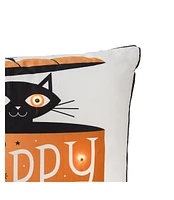 18" x 18" Festive Fright Cat Light-Up Led Light-Up Halloween Throw Pillow