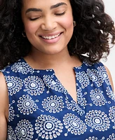 On 34th Trendy Plus Cotton Eyelet Split-Neck Tank, Exclusively at Macy's