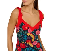 Adrianna by Adriana Papell Women's Printed Bow-Strap Midi Dress
