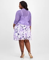 Connected Plus Lace Cardigan and Floral-Print Dress