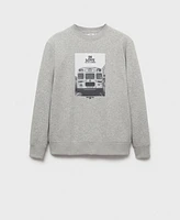 Mango Men's Graphic-Print Cotton Sweatshirt