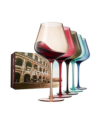 The Wine Savant Colors of Rome Italy Wine Glasses, Set of 5