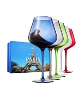 The Wine Savant Colors of Paris France Wine Glasses, Set of 5