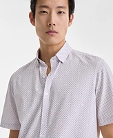 Alfani Men's Short Sleeve Diamond Print Button-Front Performance Shirt, Exclusively at Macy's