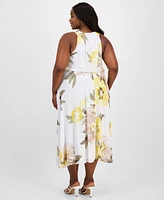 Robbie Bee Plus Printed U-Neck Sleeveless Dress