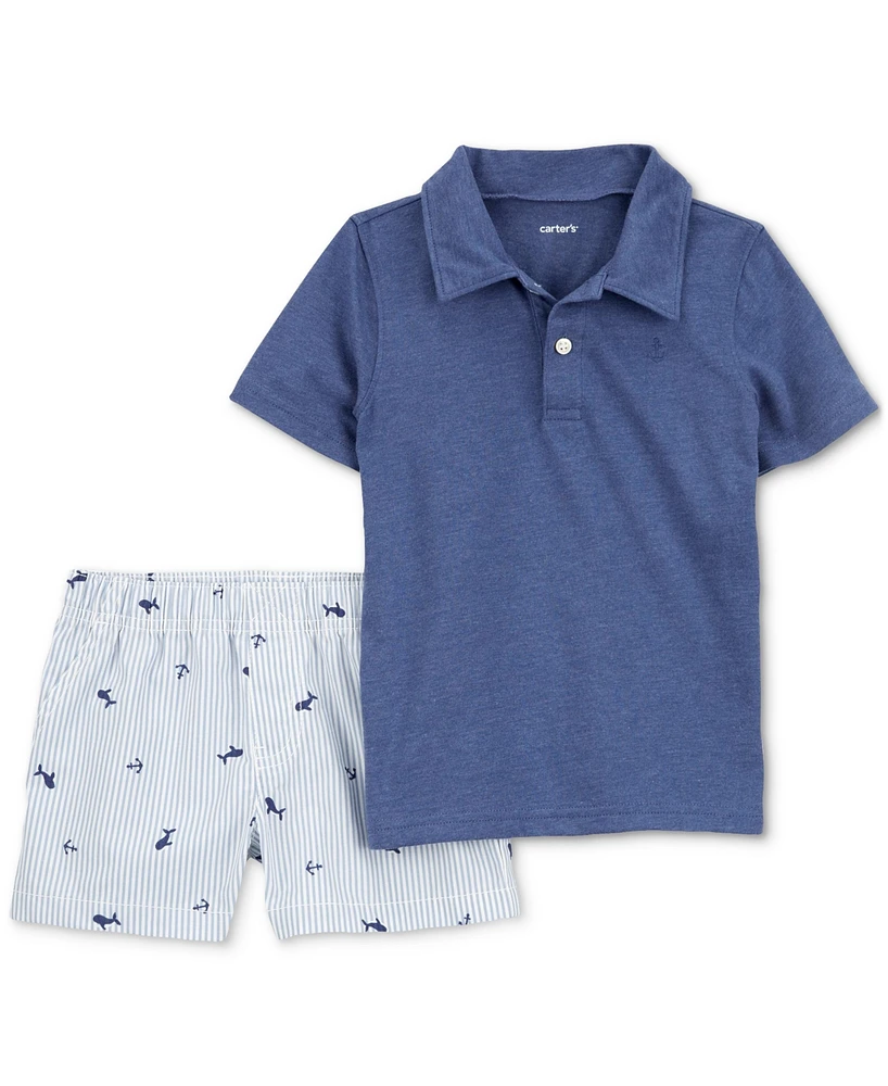 Carter's Baby Boys Anchor Polo Top & Shorts, 2 Piece Set