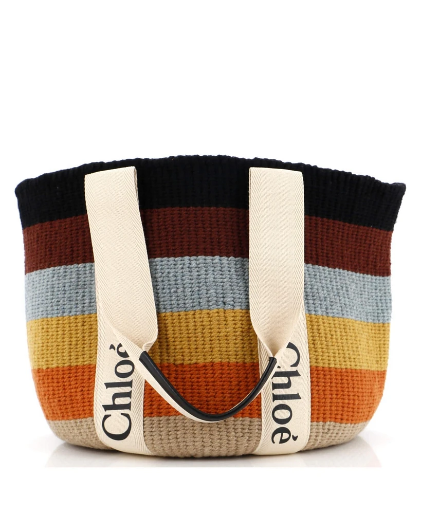 Pre-Owned Chloe Large x Mifuko Woody Tote Stripe Raffia