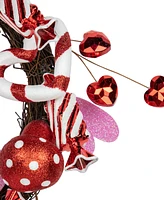 Candies and Hearts Valentine's Day Wreath Unlit, 16"