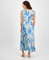 Sandra Darren Petites Pleated Tie-Waist Sleeveless Dress