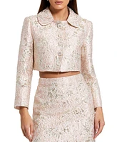 Women's Pearl Button Brocade Cropped Jacket