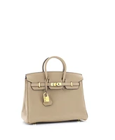 Pre-Owned HERMES Birkin 25 Handbag Light Togo with Gold Hardware