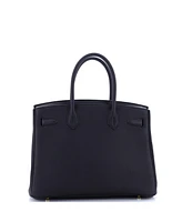 Pre-Owned HERMES 30 3-in-1 Birkin Bag Black Togo and Swift with Toile and Gold Hardware